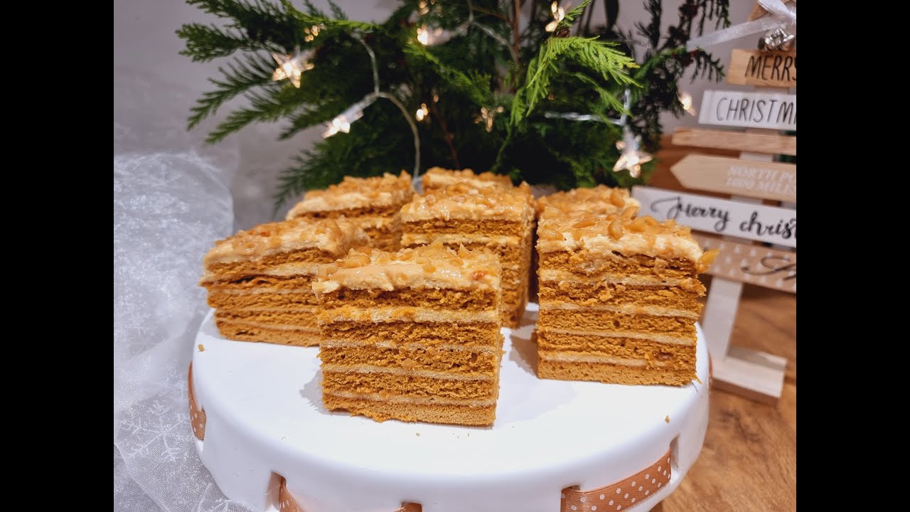 Miodownik kajmakowy z budyniowym kremem, idealne i mięciutkie ciasto na święta #miodownik #ciasto