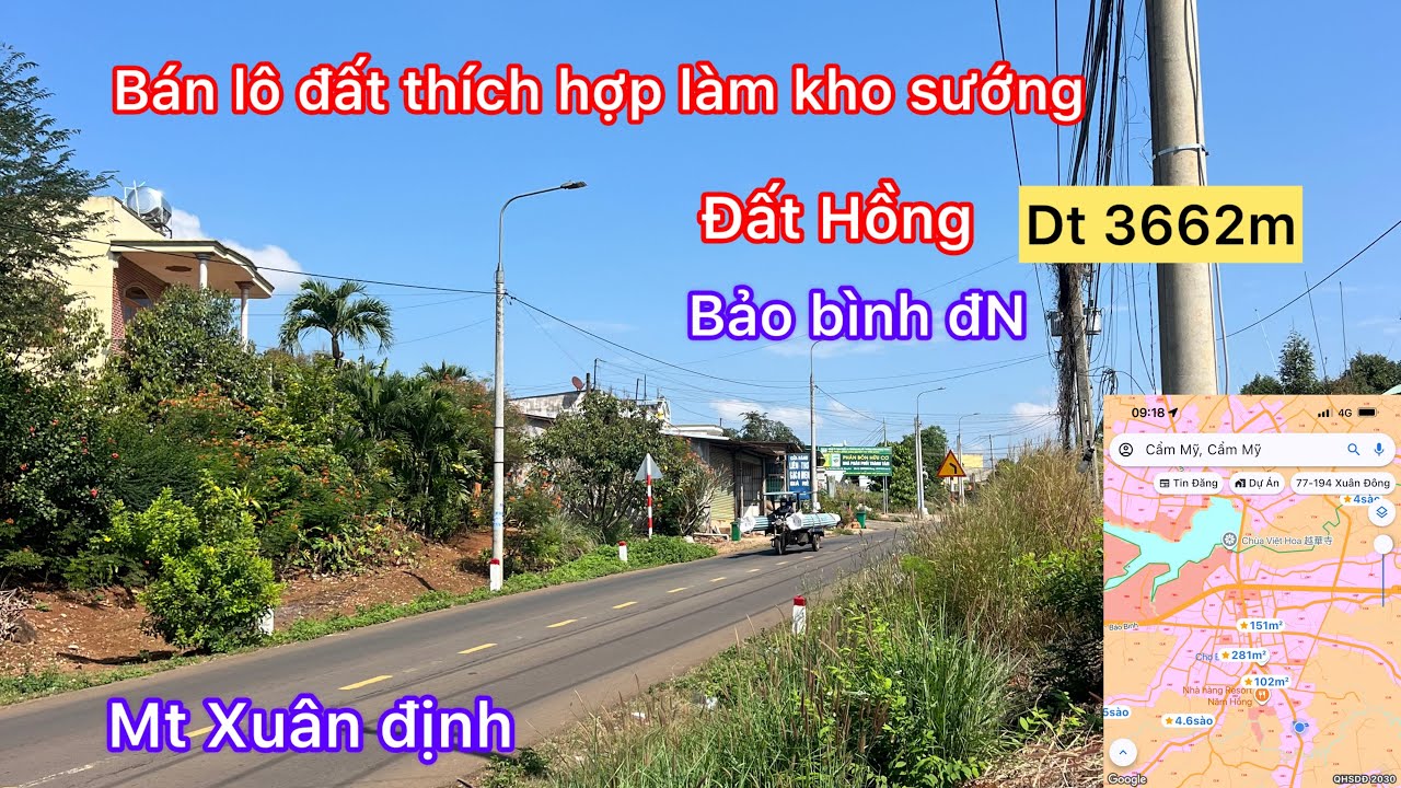Cần bán lô đất xã bảo bình dt 3662m mặt tiền nhựa Xuân định xác chợ bảo bình thích hợp làm nhà sướng