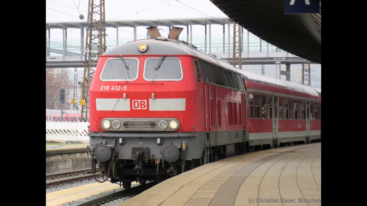 218 412 (Bh Ulm, TB11 Neubau): 2x Motorstart, Zugheizung und Ausfahrt