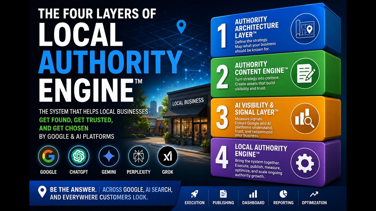 The Four Layers of Local Authority Engine&trade;   AI Search, Local SEO & Authority Building Explained