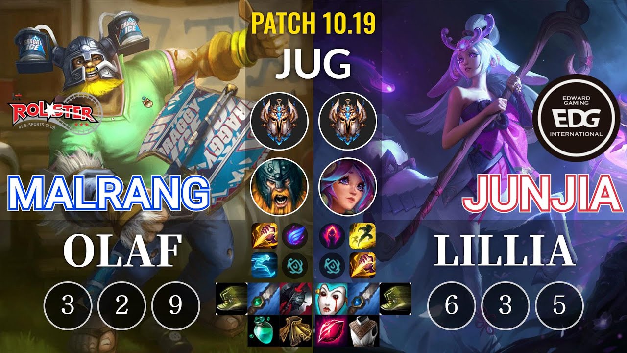 KT Malrang Olaf vs EDG JunJia Lillia Jungle - KR Patch 10.19