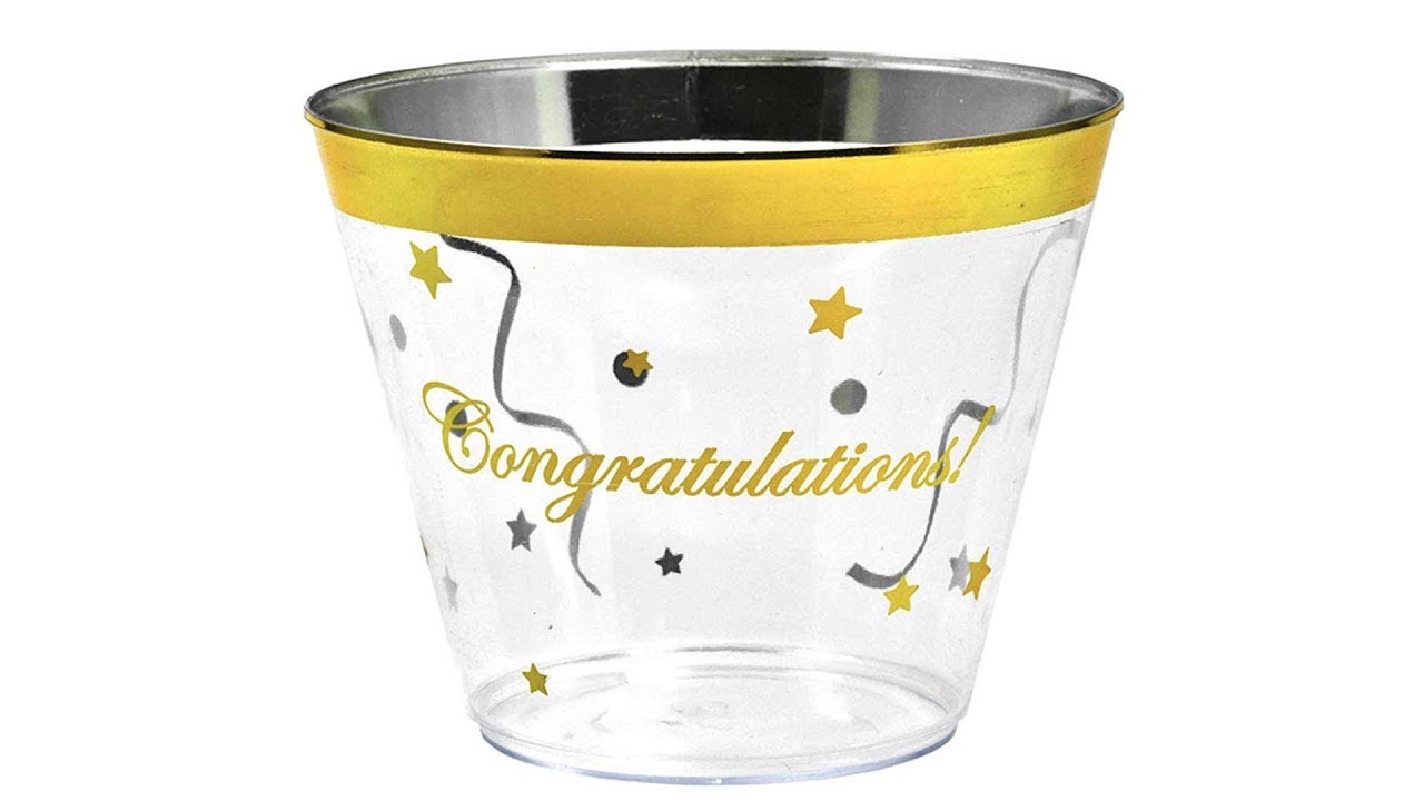 Gold Rimmed Disposable Plastic Cups