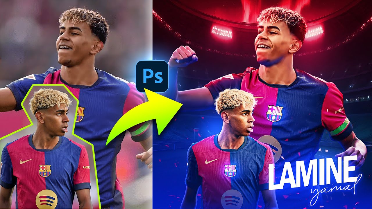 Create a Football Poster Design in Photoshop | Lamine Yamal