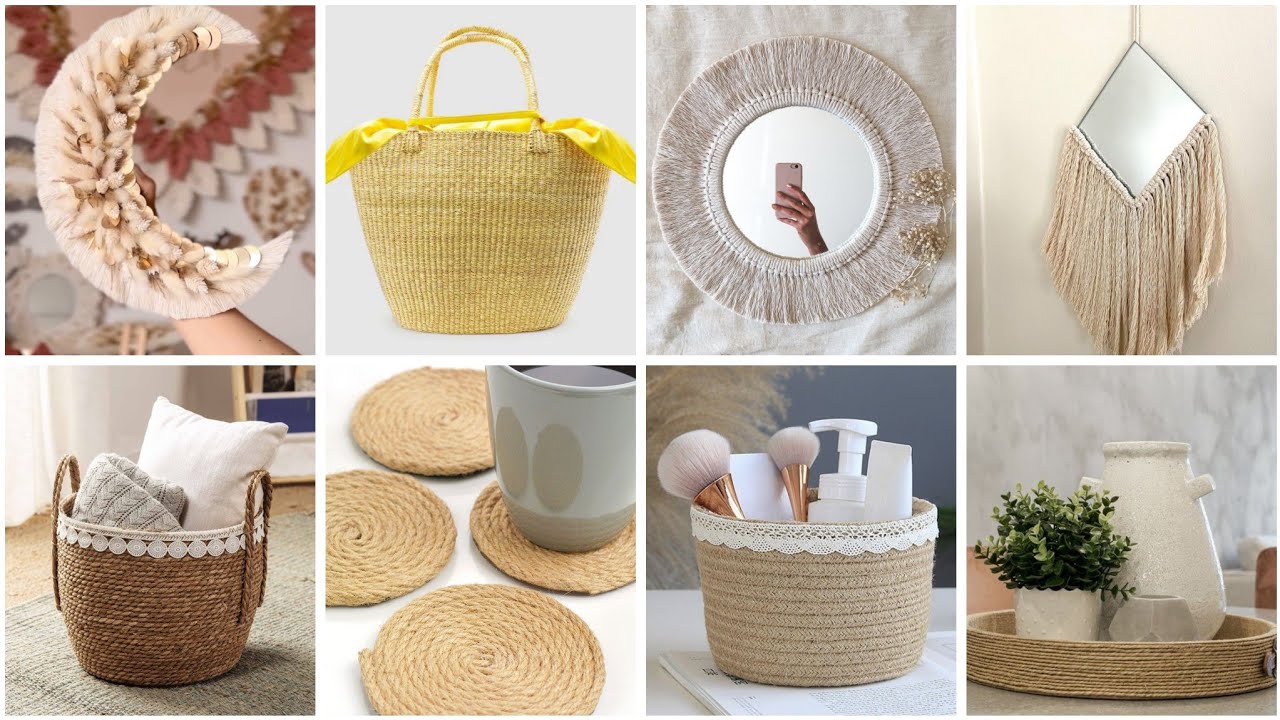 أفكار 💡عندك خيوط او قماش اصنعي ديكورات و منظمات  #diy#craft#handmade #ideas #homedecor #decoration