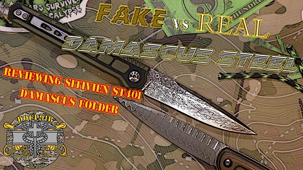 Fake vs Real Damascus Steel & Reviewing the Sitivien ST401 Damascus Folding Knife