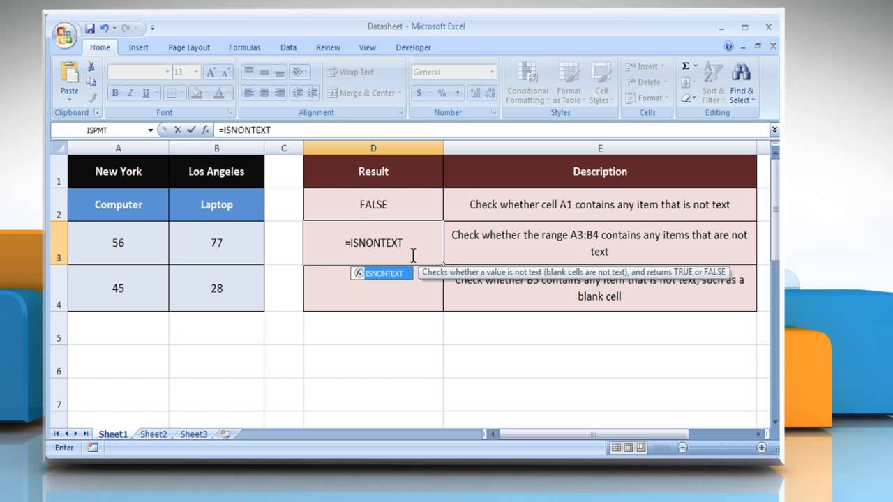 How to use the ISNONTEXT function in Excel :Tutorial