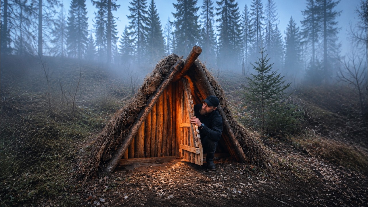 Far from Civilization: Setting Up a Bushcraft Camp Deep in the Wild Forest
