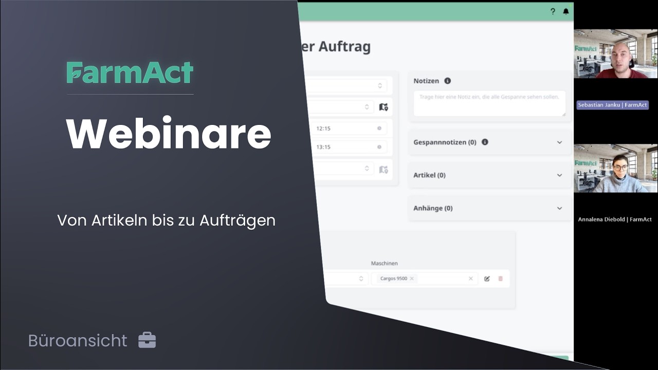 FarmAct Webinare - Von Artikeln bis zu Aufträgen