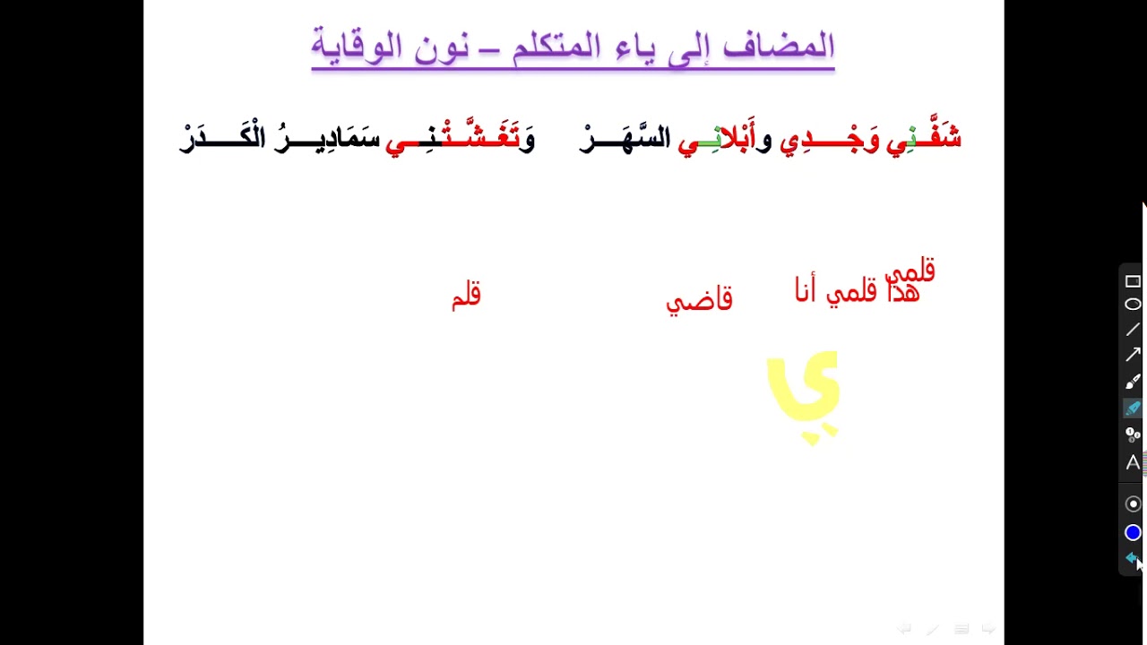 المضاف إلى ياء المتكلم و نون الوقاية باختصار شديد