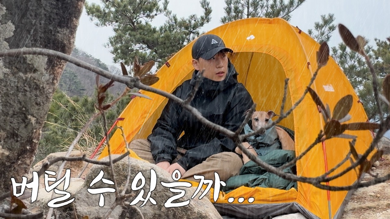 절벽 끝에서 강아지와 하룻밤&hellip; 비까지 내리기 시작했습니다 | 솔로 백패킹