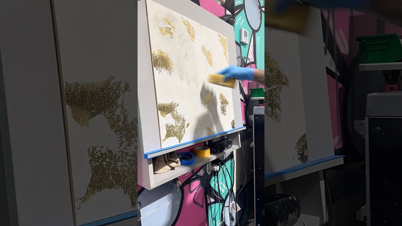 Cooking up Venetian Plaster samples in the kitchen. Gold leaf with Marmorino lime plaster!