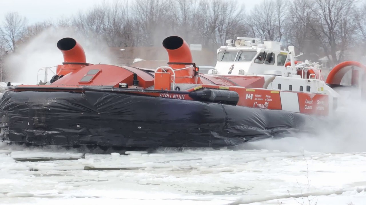 Coast Guard Hover Craft Breaking Ice