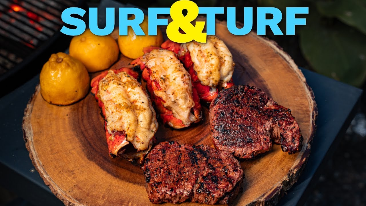 Как приготовить на гриле хвост лобстера и стейк на ужин | Surf N Turf