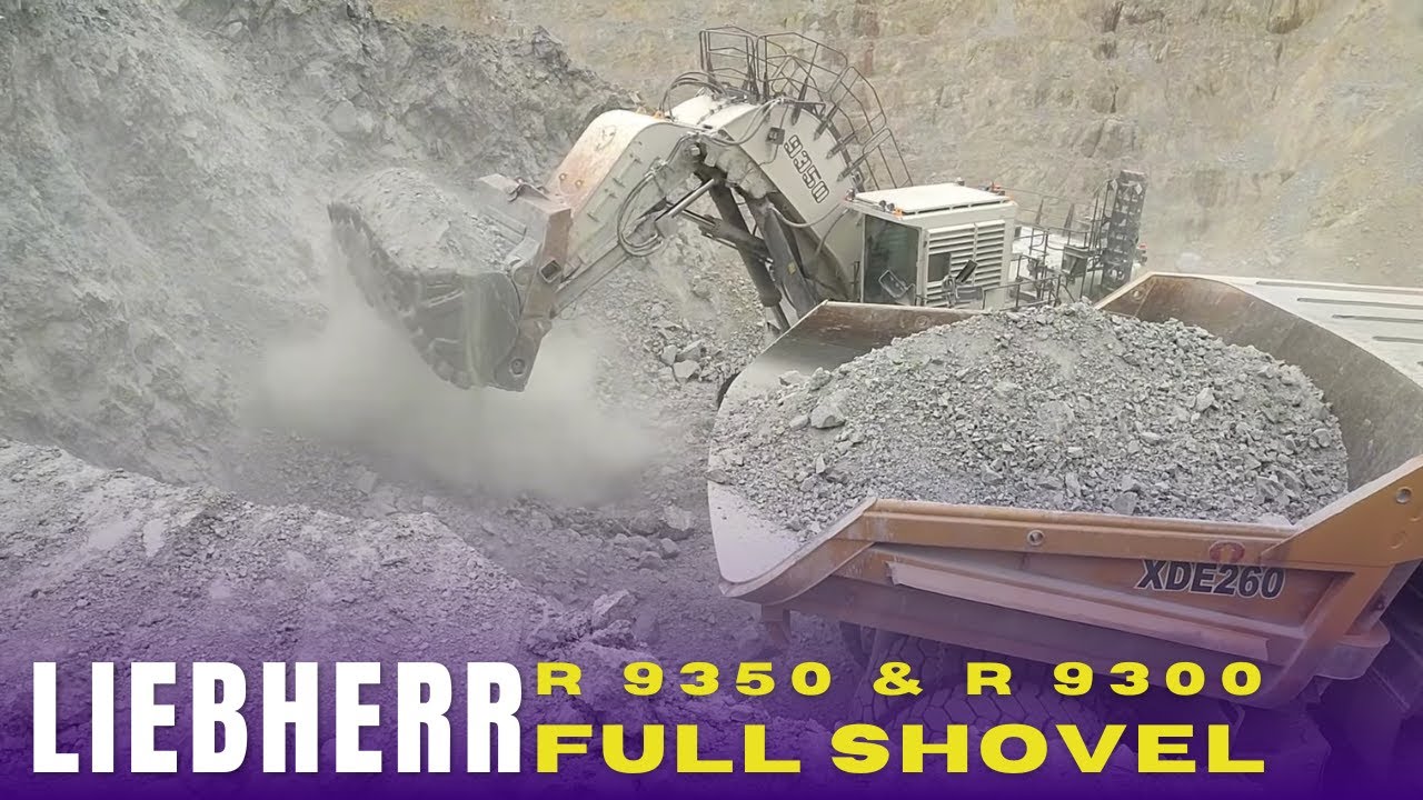 Full Shovel Two Liebherr R9350 & R9300 Excavators & Cat 18M3 Motor Grader Awesome Machines in Action