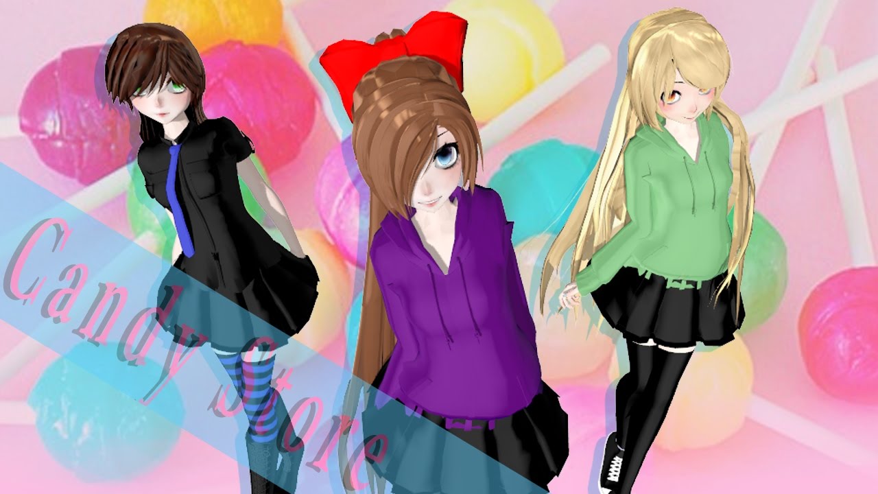 MMD Creepypasta || Candy store ft.Mina ,Jana ,Nina ,Mirror ,Forever girl
