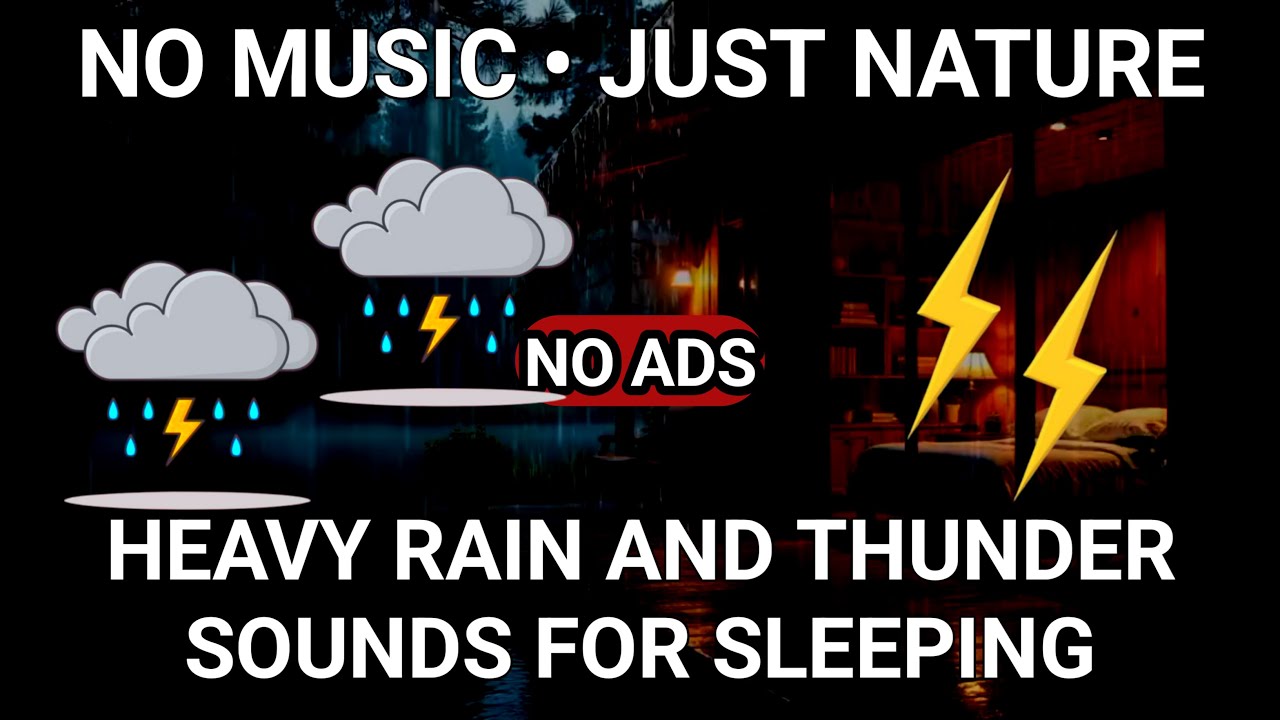 Heavy Rain and Thunder Sounds for Sleeping | Relaxing Rain & Thunder Live In The Forest River 🌲⛈️