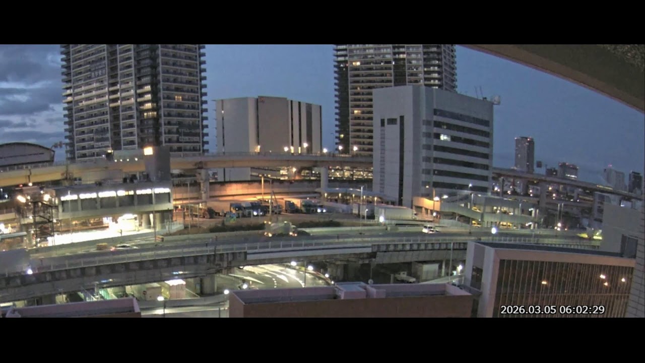 阪神高速3号神戸線 京橋PA付近 ライブカメラ Japan Hanshin Expressway No.3 Kobe Line Kyobashi rest area near Live Camera.