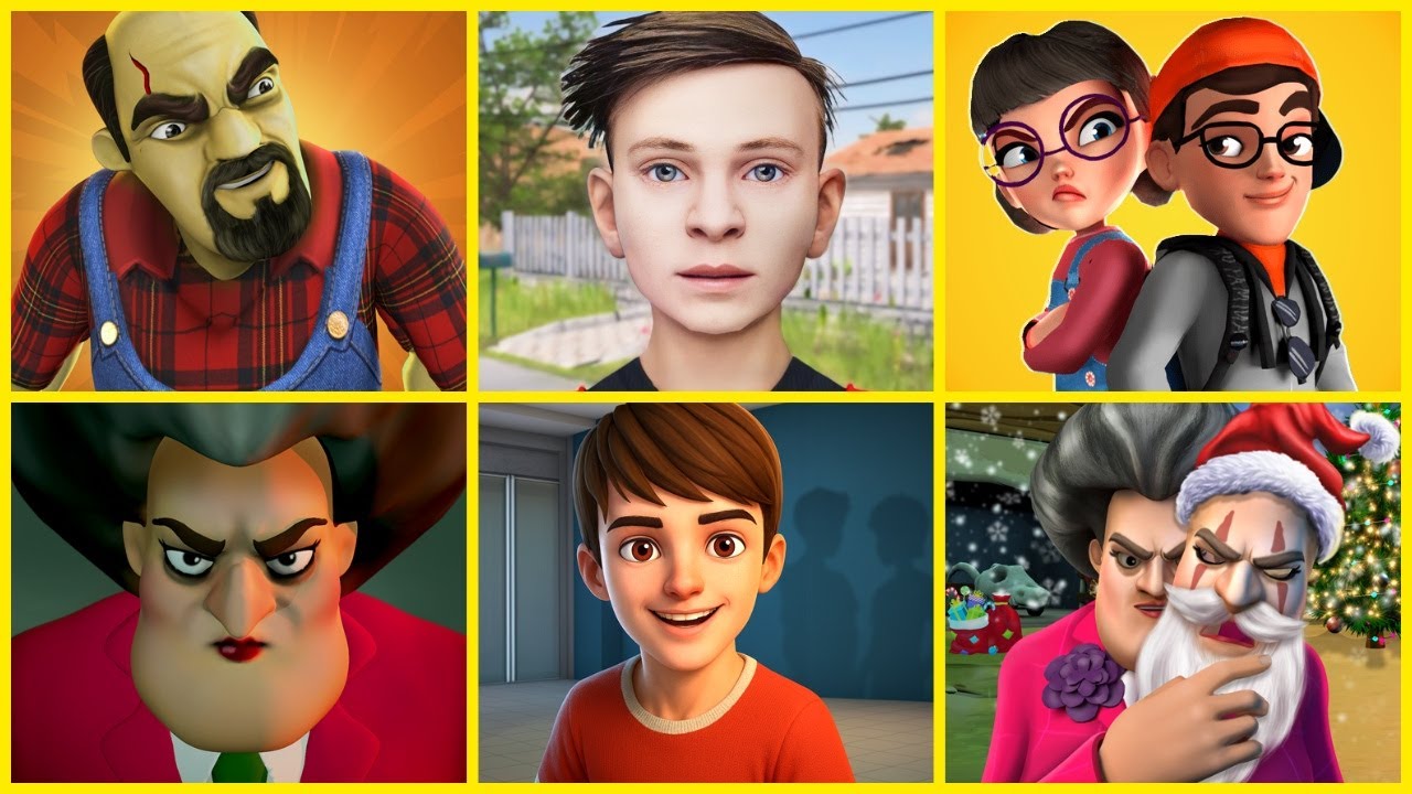 Scary teacher 3d, Scary Stranger 3D, School boy Stealth Escape, Nick and Tani