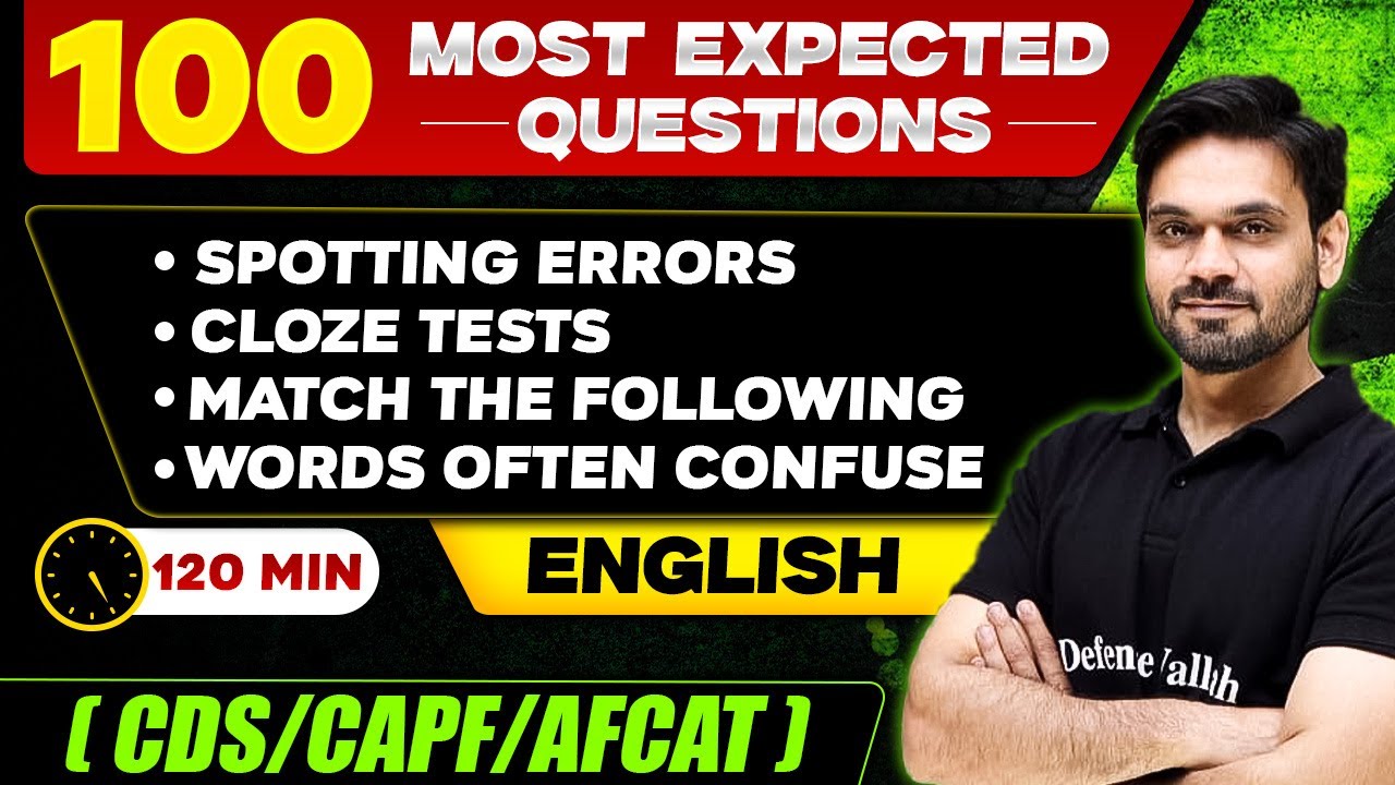 CDS English: Spotting Errors, Cloze Tests, Match the Following and Words Often Confuse | CDS 2024