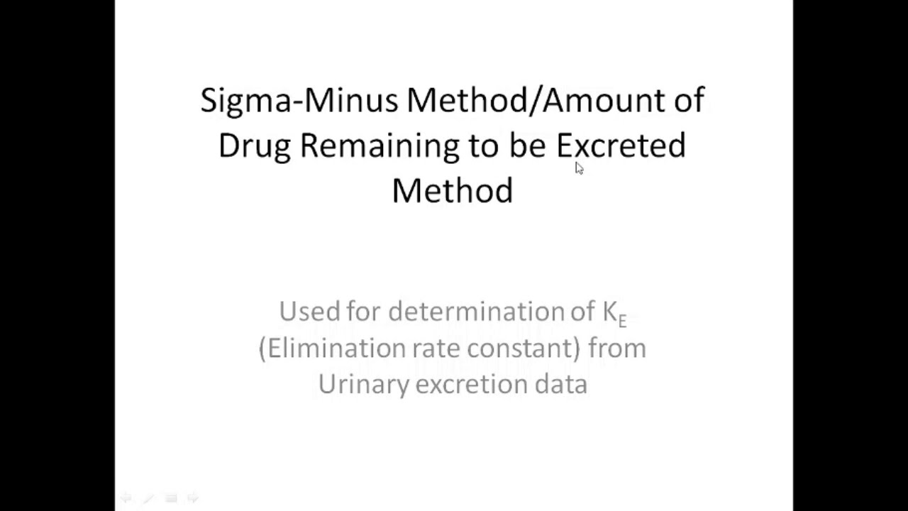 Sigma-minus method for determination of Elimination rate constant from urinary excretion data