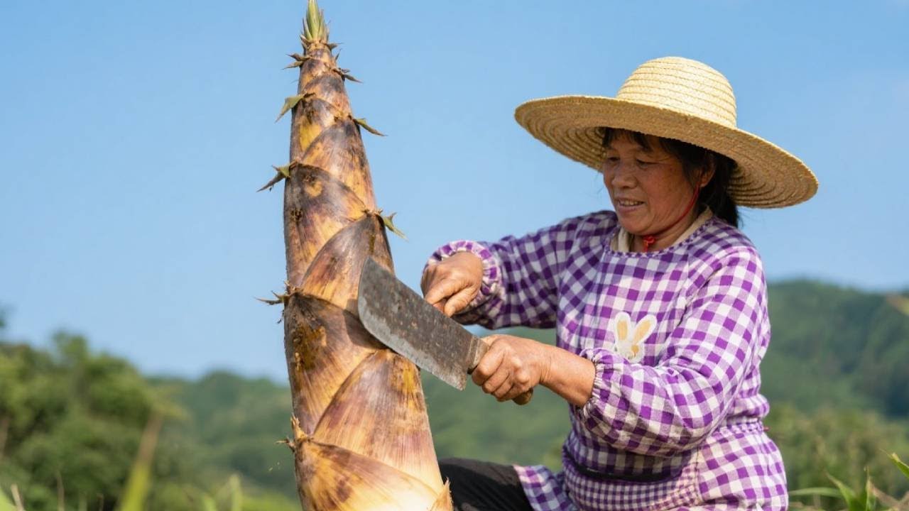 上大貨了！沉浸式砍農村大媽砍筍 #挖筍 #巨筍 #沉浸式 #farming #農村生活 #outdoors