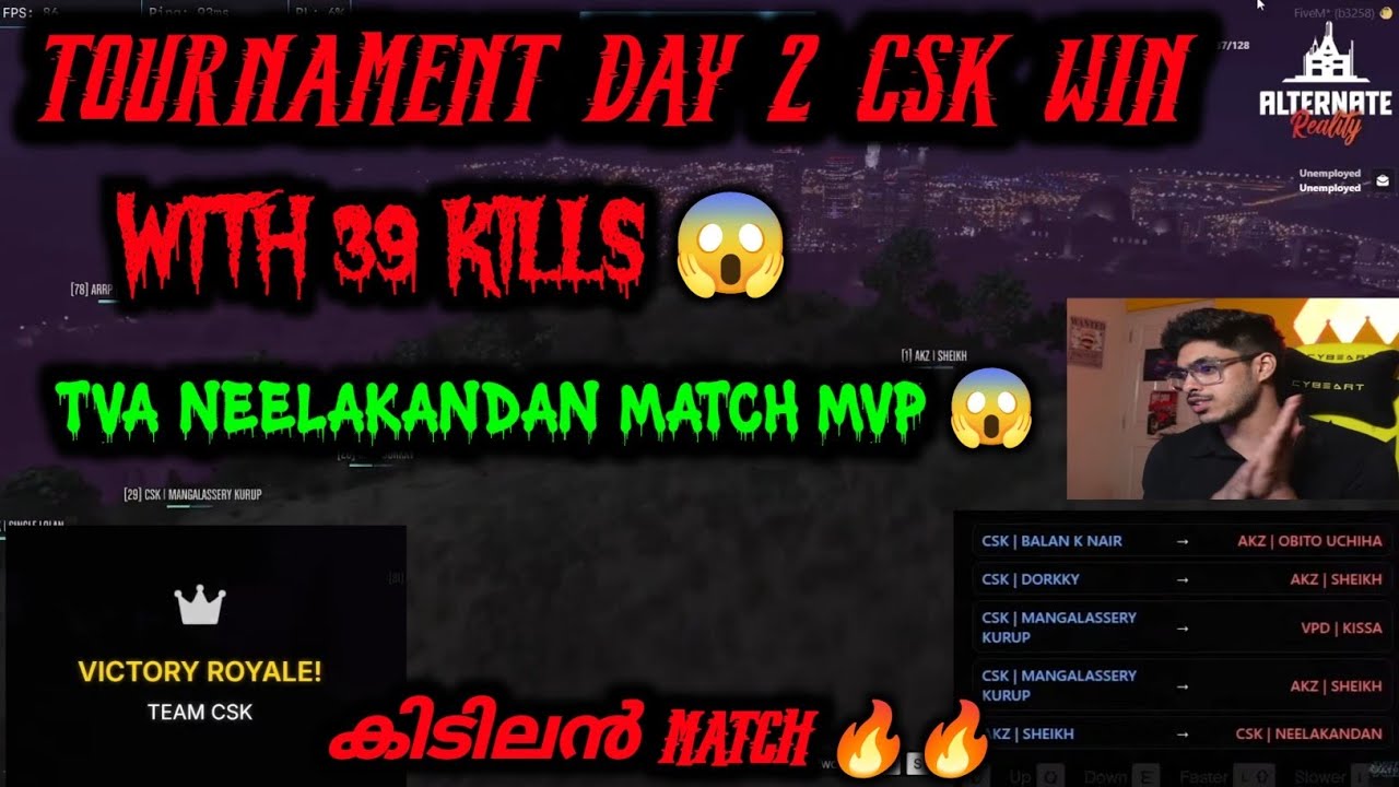 TOURNAMENT DAY 2 CSK 🔥 WIN WITH 39 KILLS 😱 #tva #kva #eaglegaming #gta #kaztro #trending #thoppi 