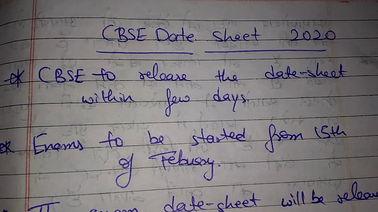CBSE exam date sheet 2020 update | cbse board exam date 2020 | class 10 & class 12