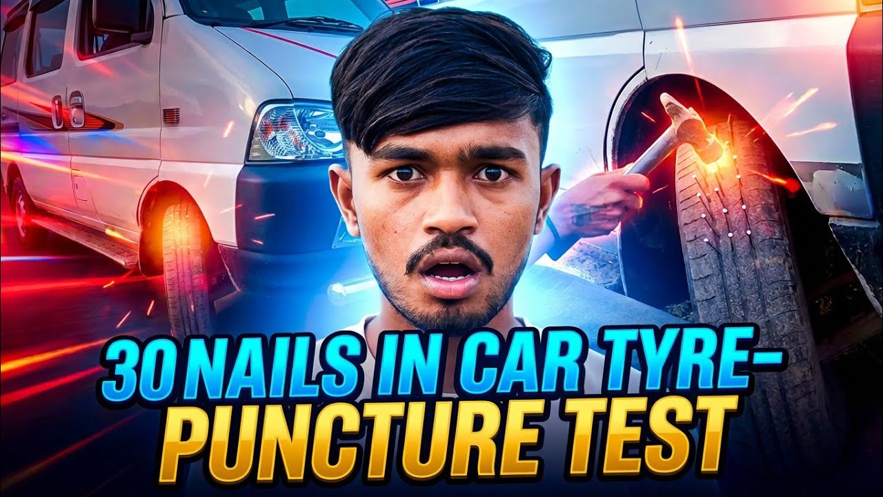  30 Nails In Car Tyre- Puncture Test गाड़ी के टायर में 30 कील ठोक दीं! फटा या चला? 🚗