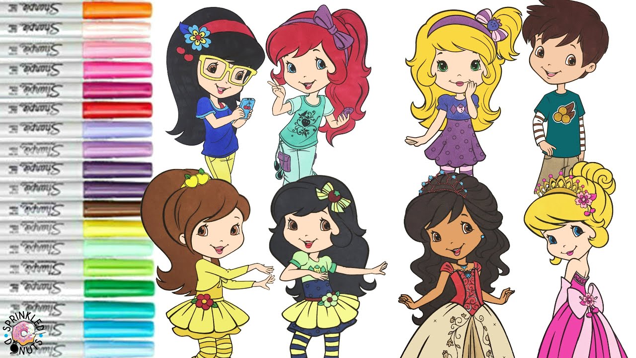 Strawberry Shortcake and Friends Makeover as Disney Princess Coloring Book Compilation Aurora Moana