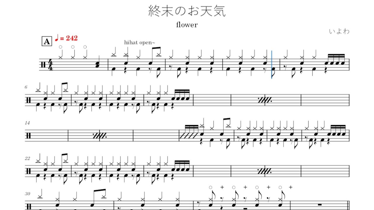 【drum score】終末のお天気 / いよわ【上級】