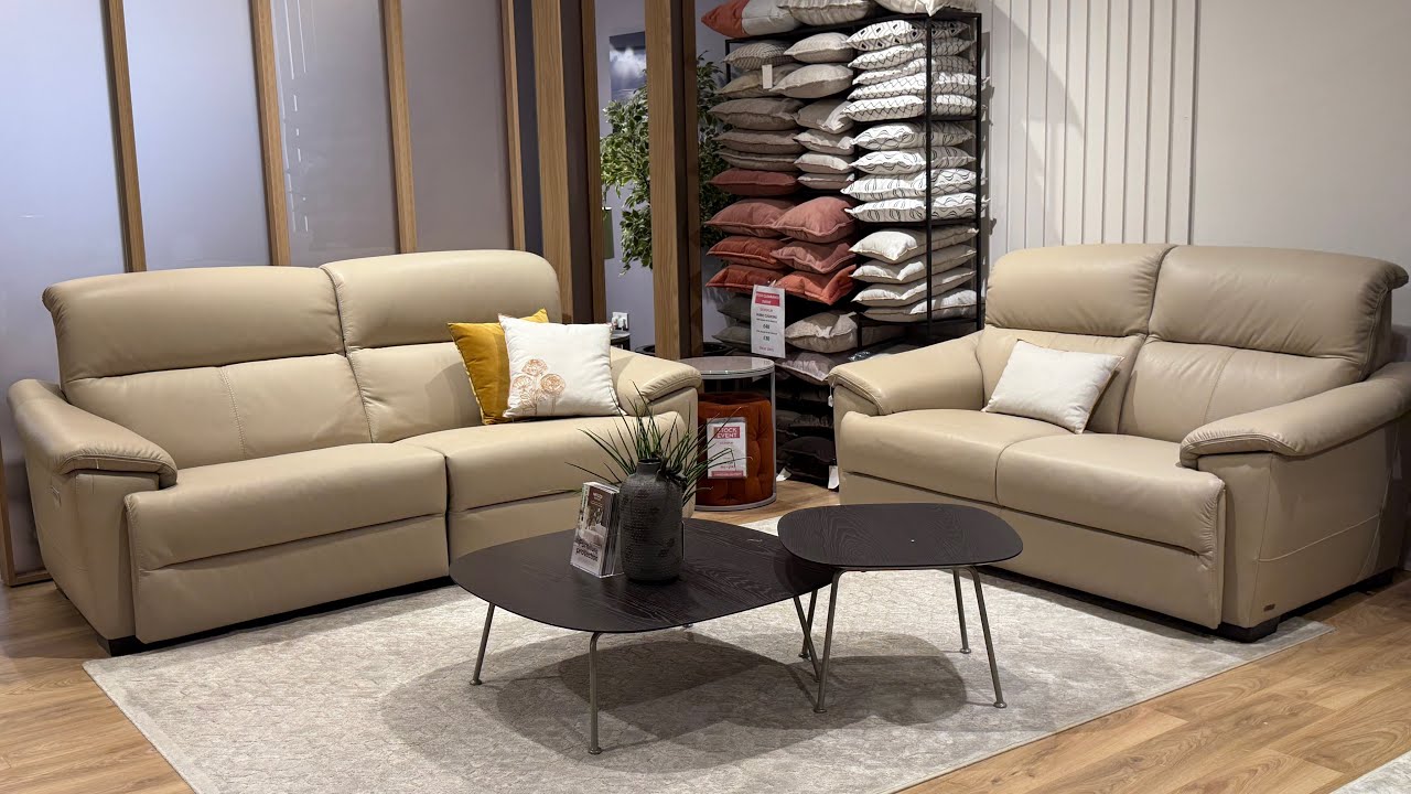Natuzzi Editions Potenza C063, Triple Motion Power Recliner in Taupe Leather UK Clearance Outlet Set