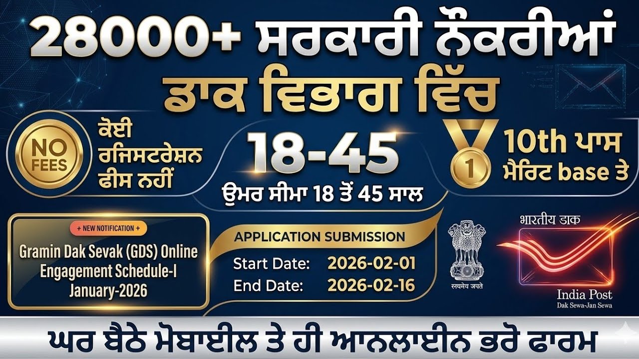 post office recruitment 2026 apply online punjab ।। Post office job online kaise apply karen punjab