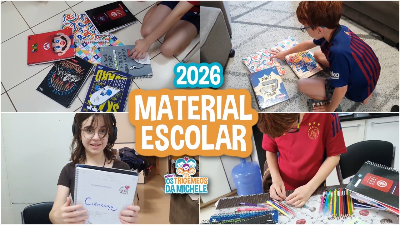 ORGANIZAMOS O MATERIAL ESCOLAR PARA 2026 | Mônica e Os Trigêmeos da Michele