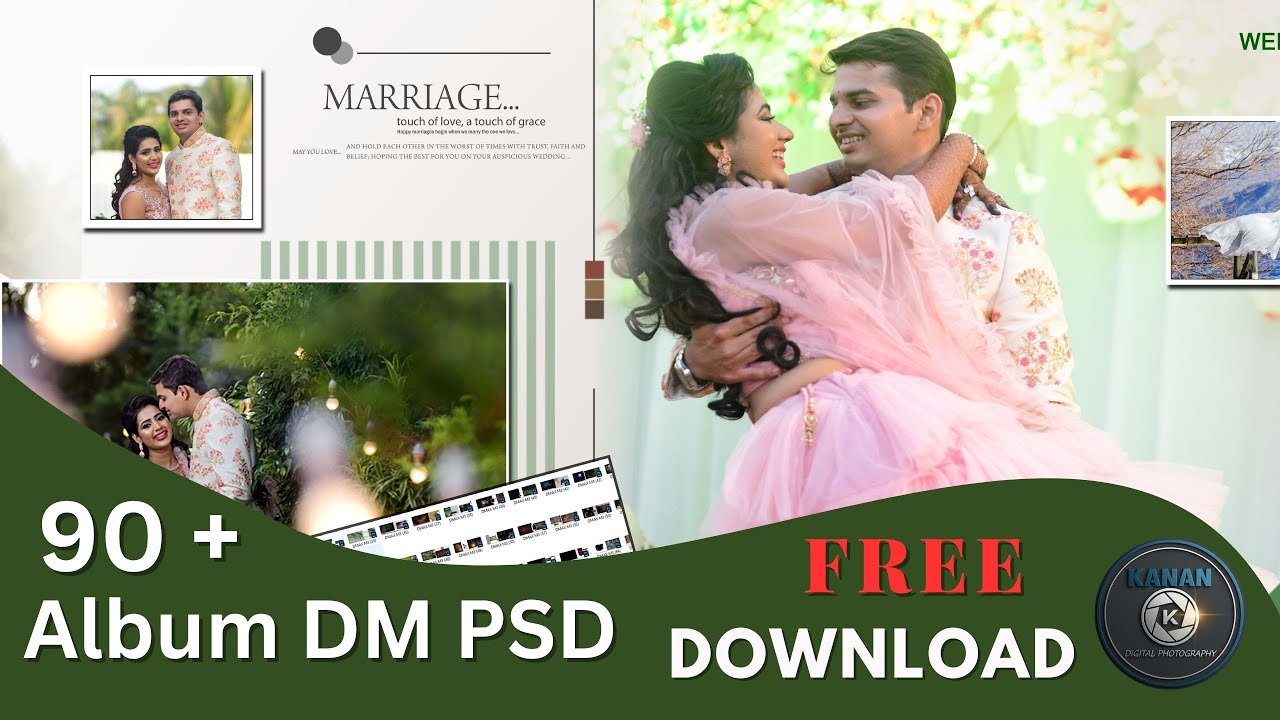 wedding album DM psd free download 12x36 zip #kanandigital