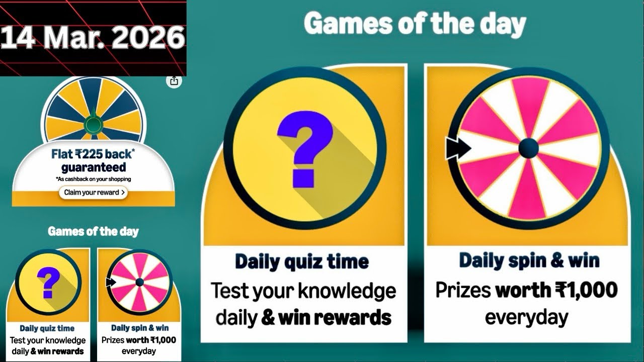 Amazon Daily Quiz Time Quiz Answer Today | Amazon Daily Spin Quiz Answer Today | Amazon 14 Mar. 2026