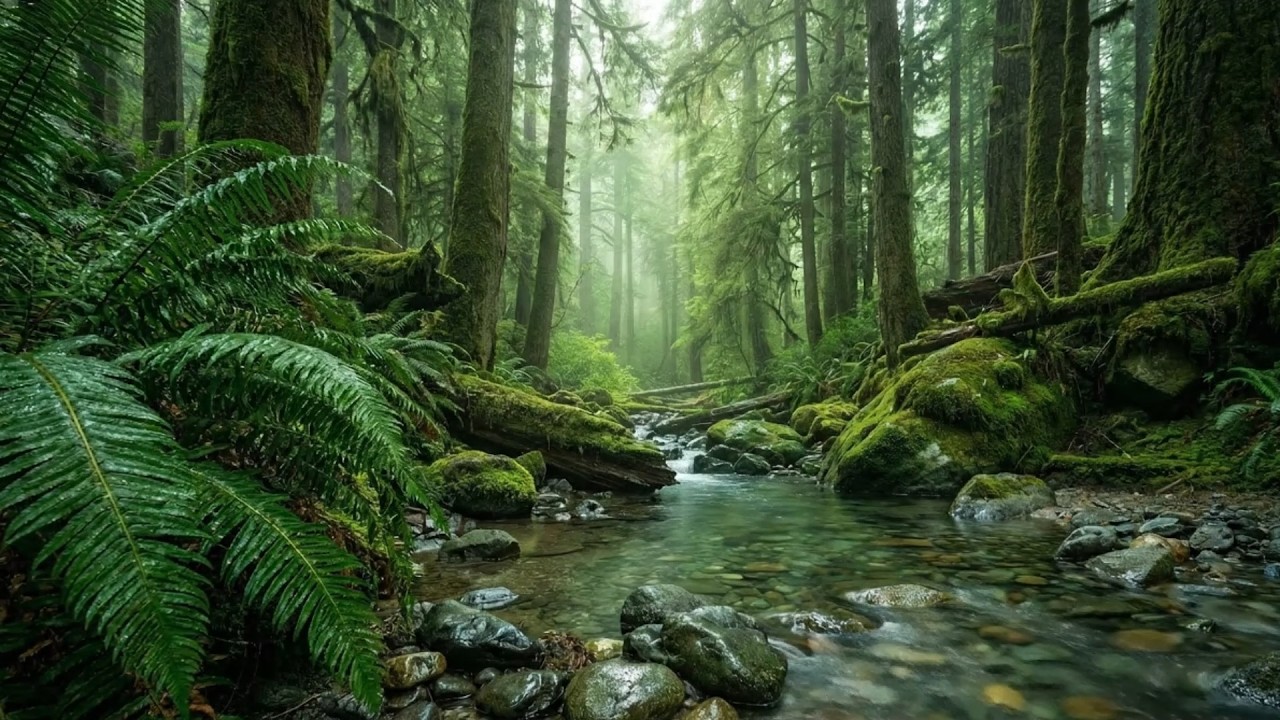 Calming Forest Ambience Bird Chirping Beautiful Stream for heal of mind, anxiety relief