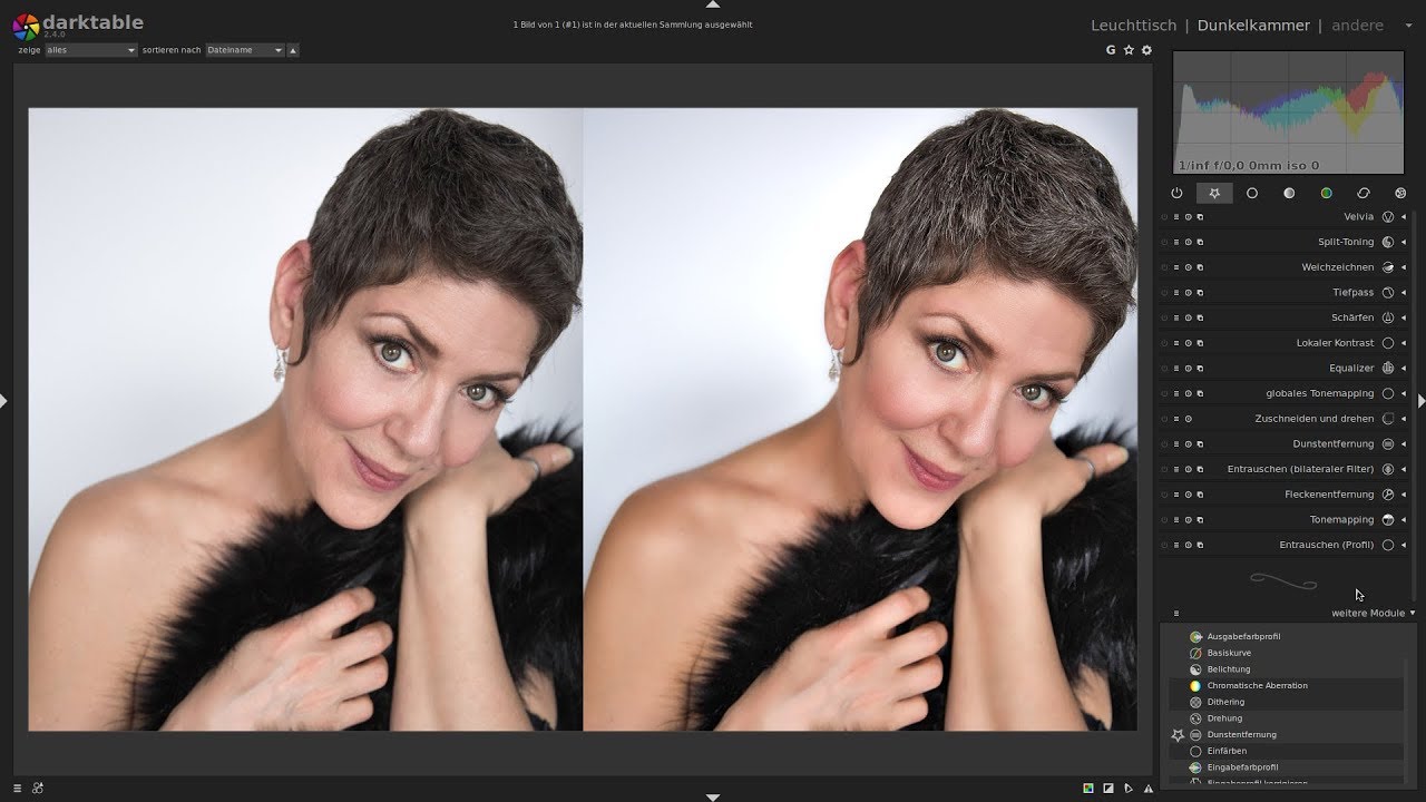 Darktable 2.4.0: Porträt bearbeiten mit dem Equalizer