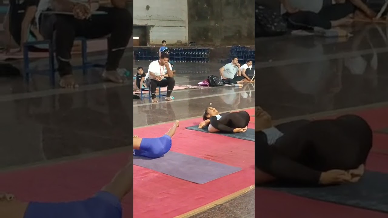 Yashika Bandita K farward bend yoga performance in KYSA camp siddaganga mat, Tumkur