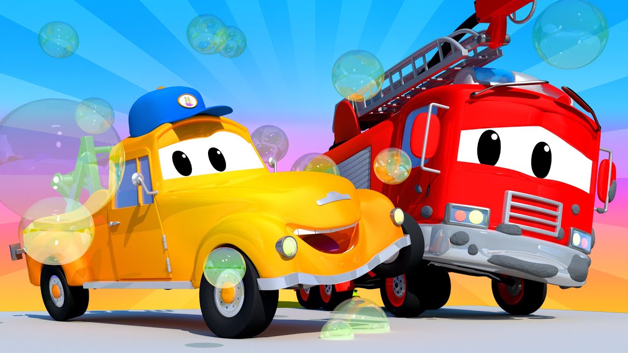 Kids Car Wash - Frank The Fire Truck 3 - Car City ! Cars and Trucks Cartoon for kids