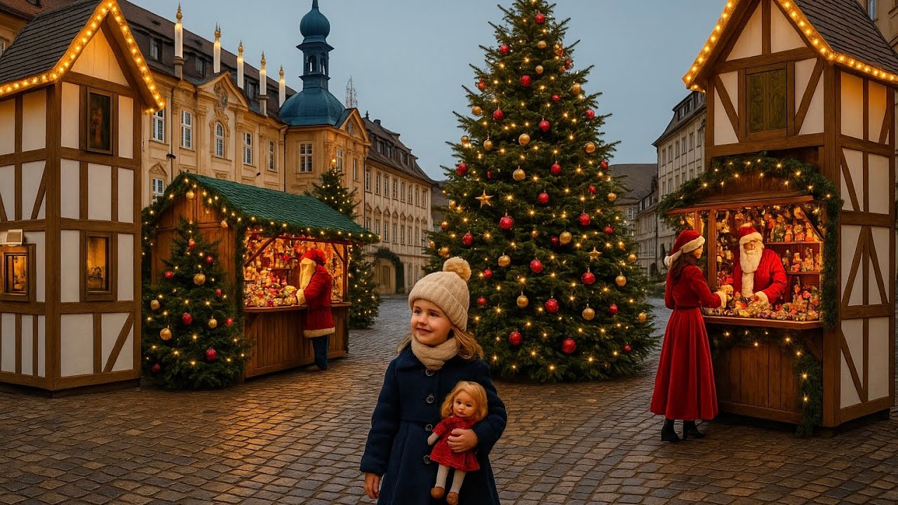 Исследуем самый волшебный рождественский рынок!🎄 Ночная прогулка по Бамбергу, баварская еда и игруш