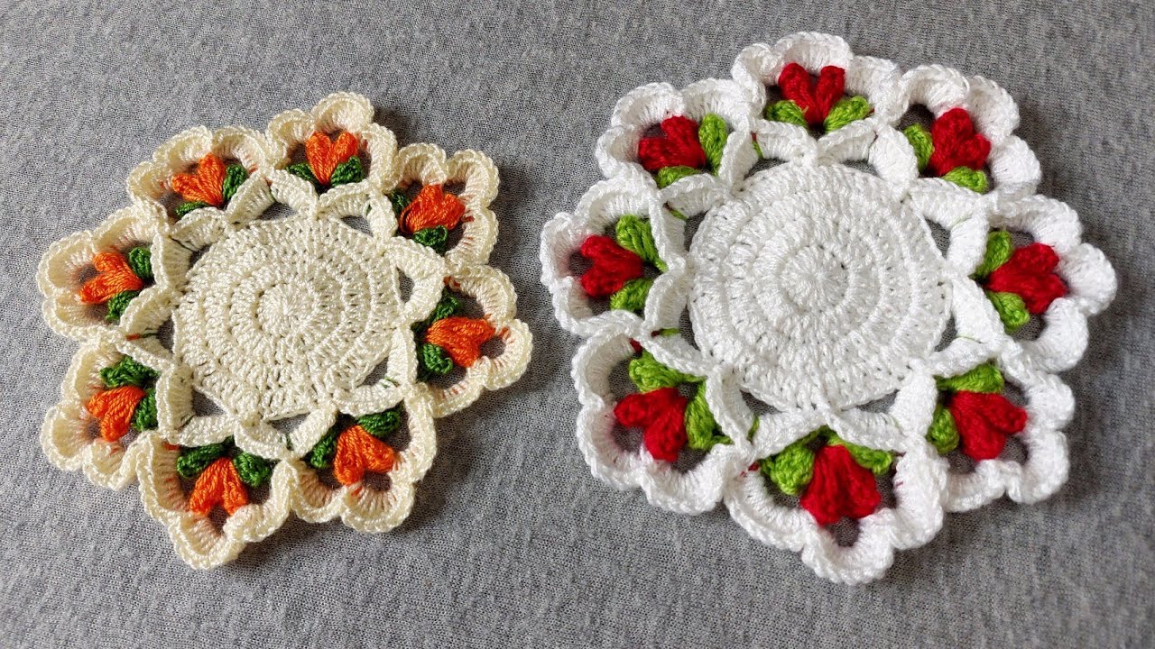 كروشيه كوستر/ مفرش دائري/ مميز وسهل للمبتدئينeasy crochet coaster