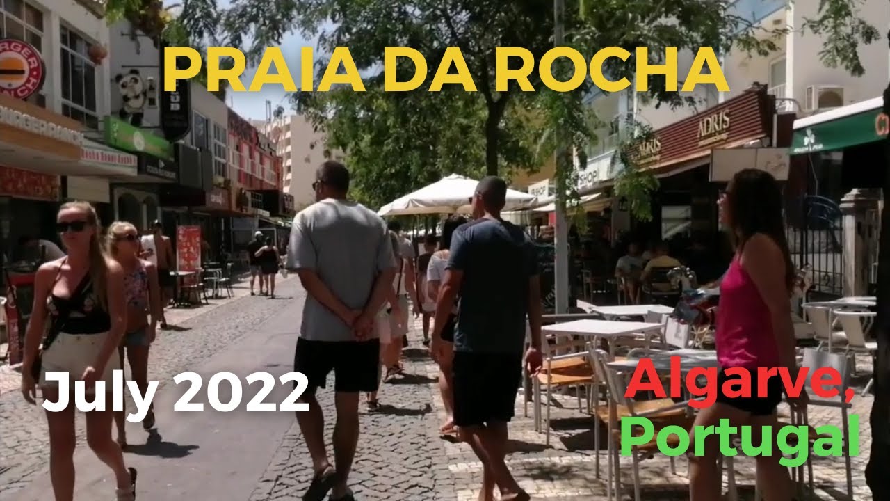 Praia da Rocha Main St. 37ºC - Street Walk July 2022