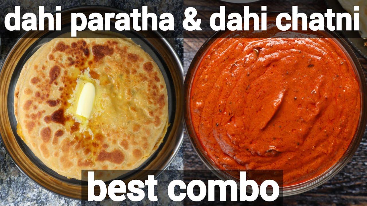 dahi paratha & dahi chutney combo meal recipe for lunch & dinner | meal with curd - paratha & chatni