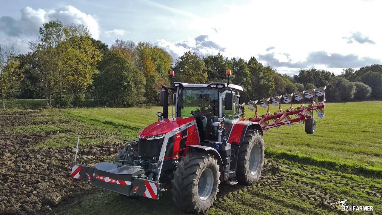 Démonstration Massey Ferguson 8s / Charrue déchaumeuse Ovlac