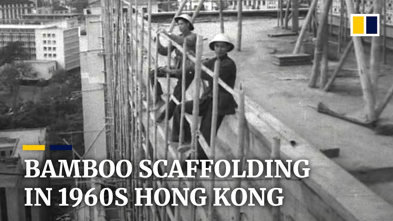 Building bamboo scaffolding in 1960s Hong Kong