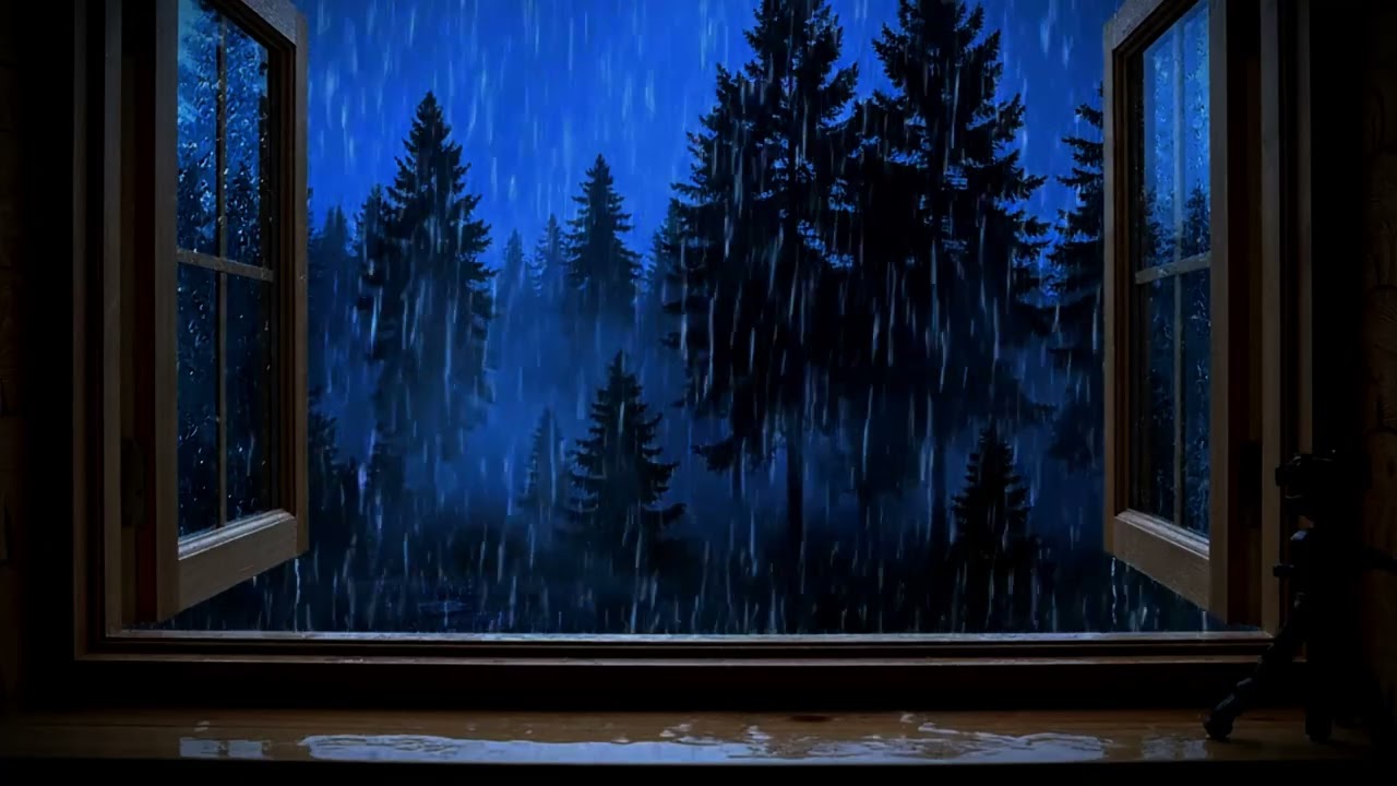 1 Hour Night Rain Ambience Through the Window – No Thunder