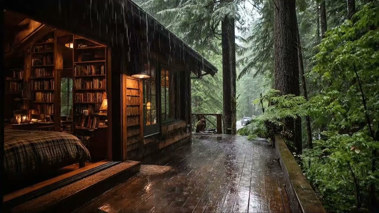 Cozy Cabin Rain Sounds 🌧️ Soft Evening Ambience for Relaxing After Work