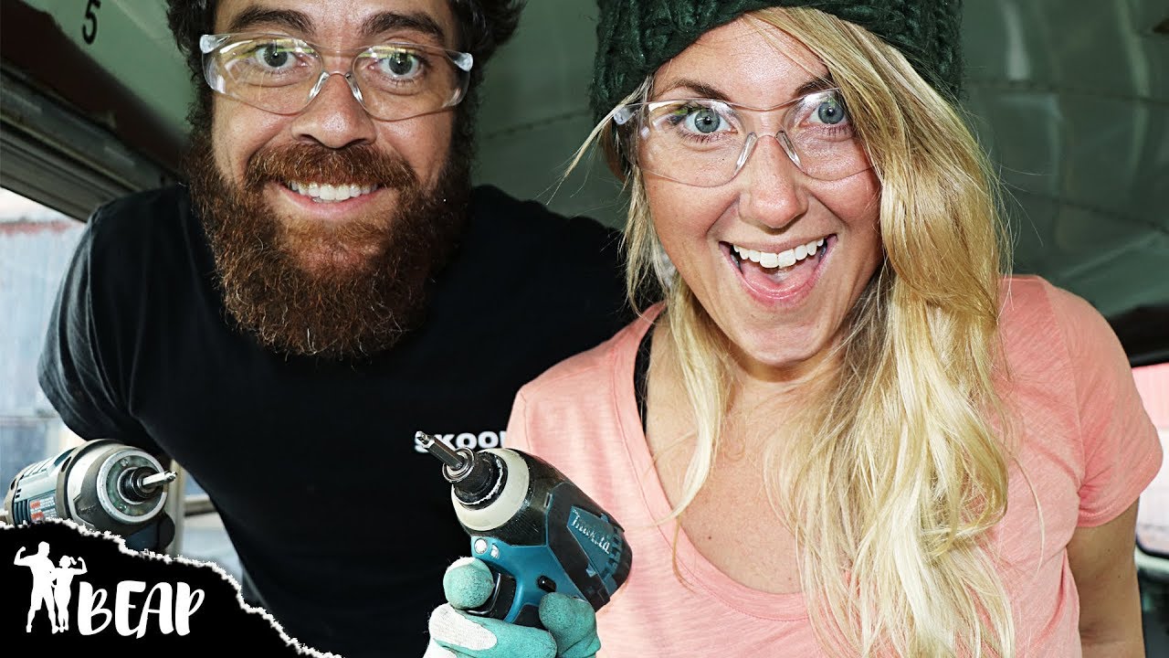 Removing Old School Bus Seats & 1,008 Ceiling Screws | AAA Bus Secret Revealed