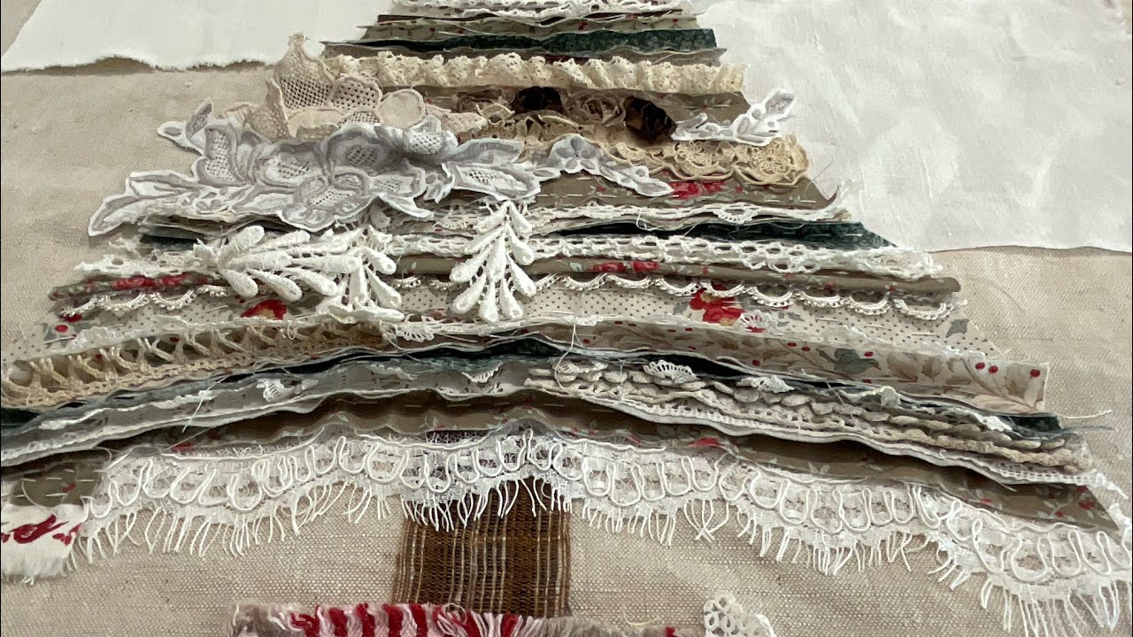 Part 2 #slowstitched Christmas Runner featuring #tildafabric and vintage textiles 