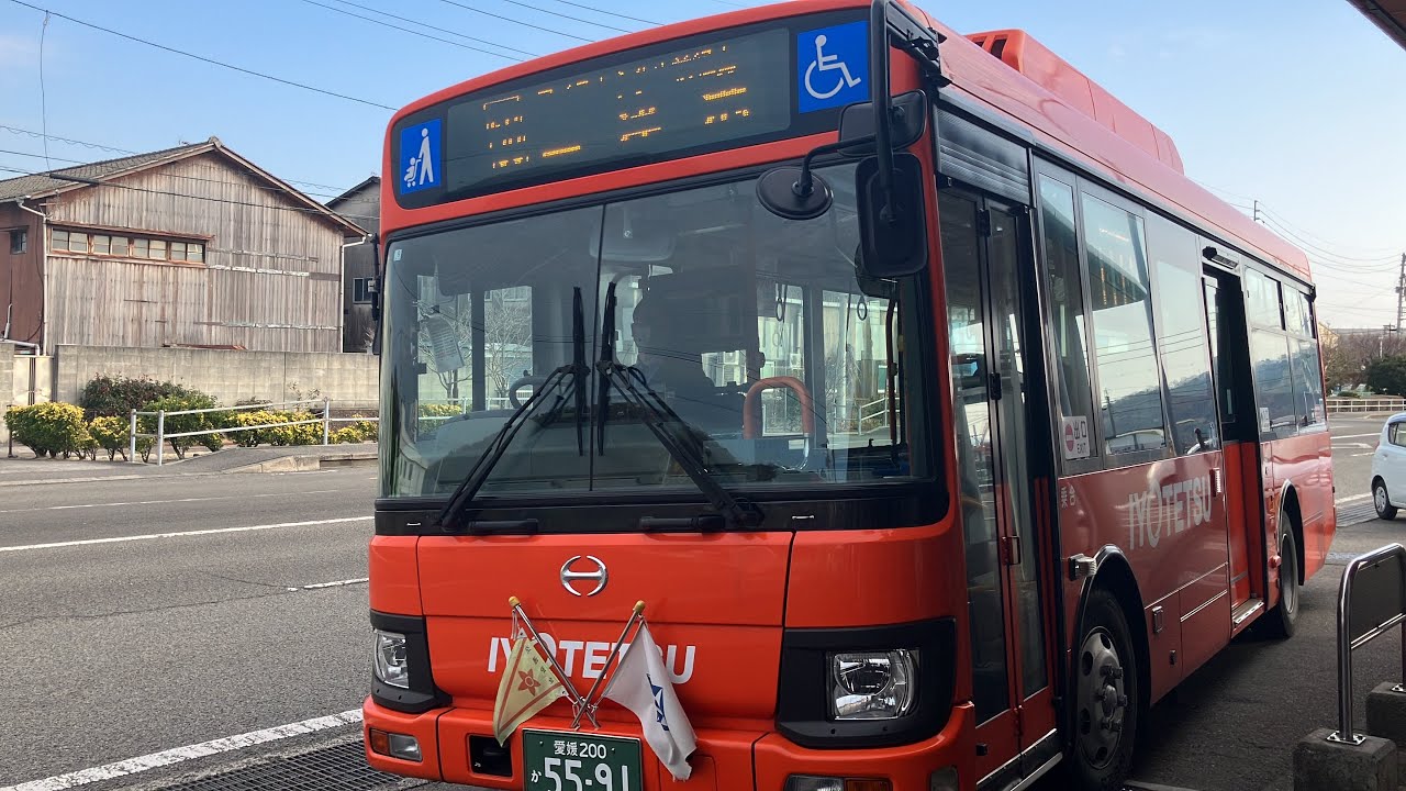伊予鉄バス前面展望 車窓 三津港(三津浜)→松山市駅/ 三津吉田線 三津港1516発